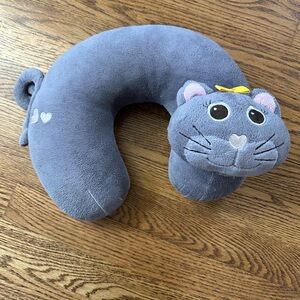 Child’s Plush Gray Cat Neck Pillow